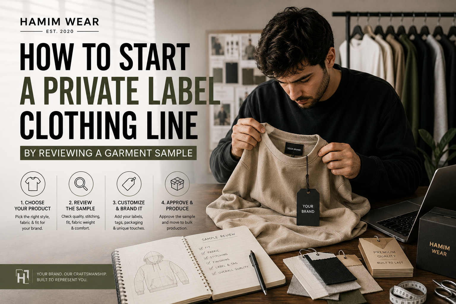 how to start a private label clothing line by reviewing a garment sample